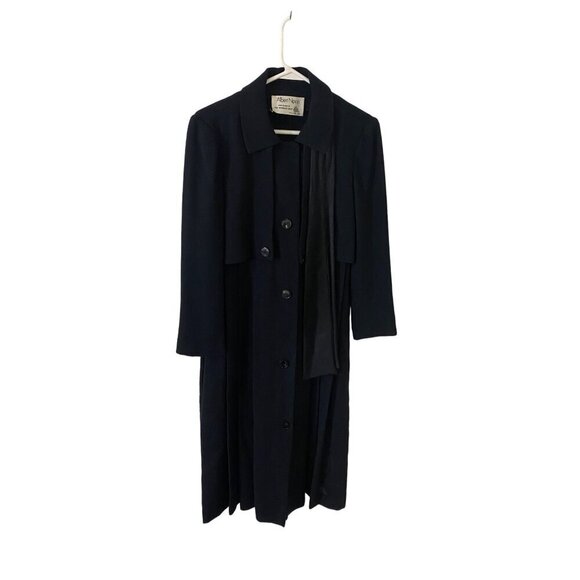 Vintage Albert Nipon Women's Black Wool Button Front Coat - 4 - Picture 1 of 14
